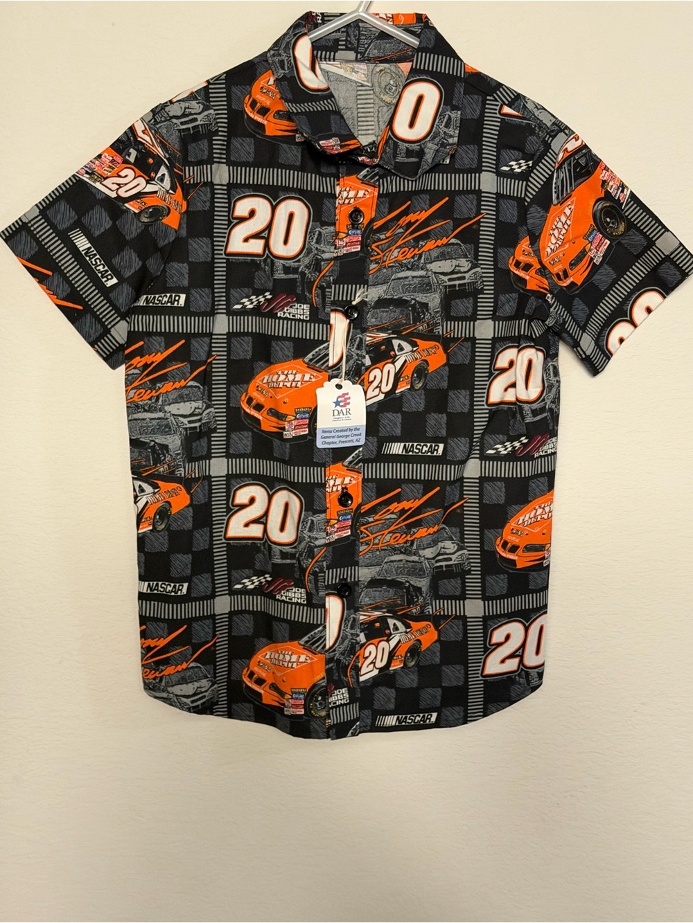 Boy’s NASCAR Short Sleeve Button-Up Shirt - Black & Orange